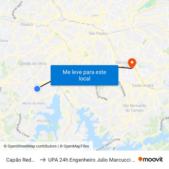 Capão Redondo to UPA 24h Engenheiro Julio Marcucci Sobrinho map