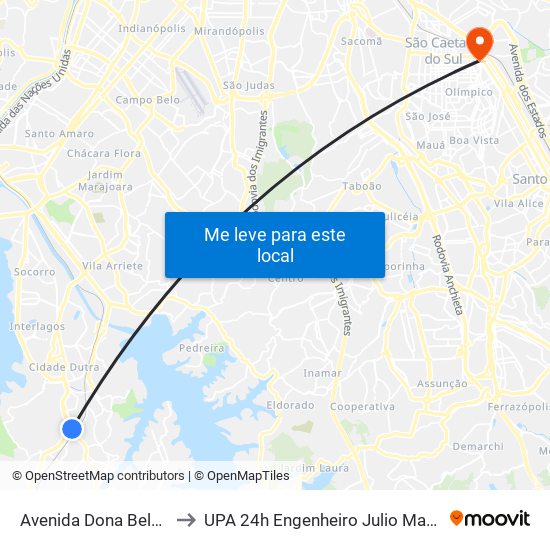 Avenida Dona Belmira Marin to UPA 24h Engenheiro Julio Marcucci Sobrinho map