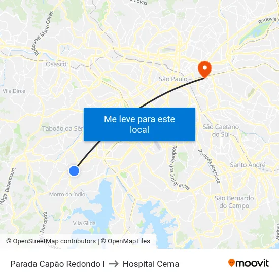 Parada Capão Redondo I to Hospital Cema map