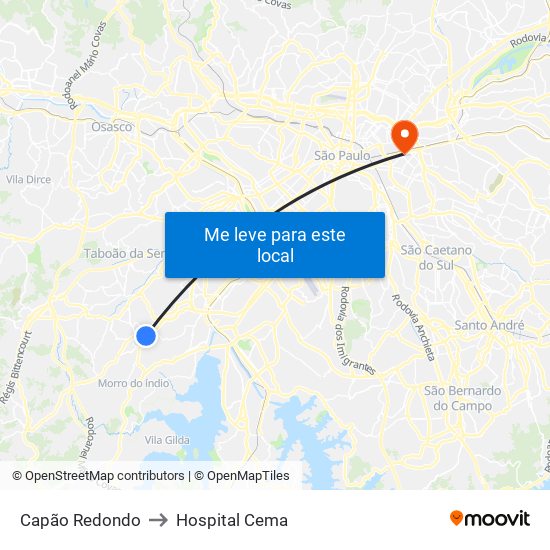 Capão Redondo to Hospital Cema map