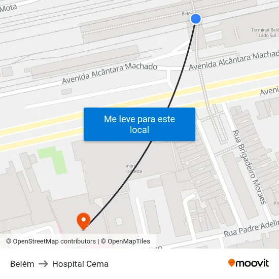 Belém to Hospital Cema map