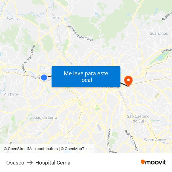 Osasco to Hospital Cema map