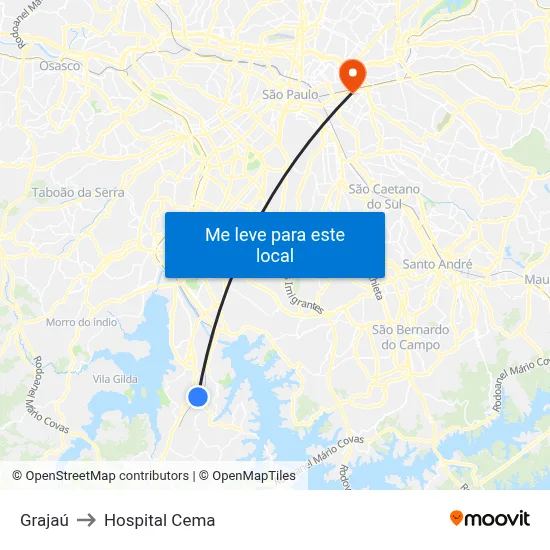 Grajaú to Hospital Cema map