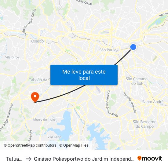 Tatuapé to Ginásio Poliesportivo do Jardim Independência map