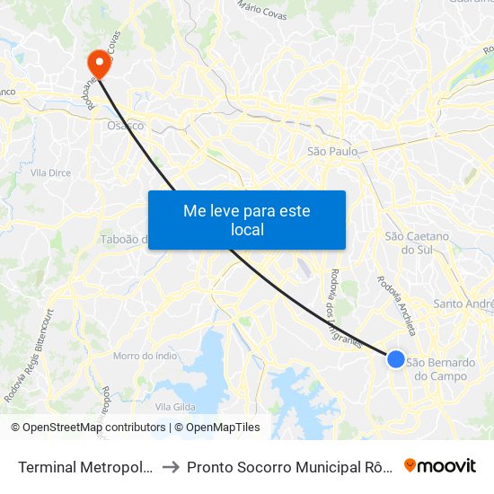 Terminal Metropolitano Piraporinha to Pronto Socorro Municipal Rômulo Fonseca Guimarães map