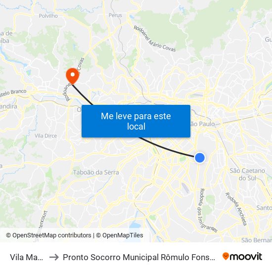 Vila Mariana to Pronto Socorro Municipal Rômulo Fonseca Guimarães map