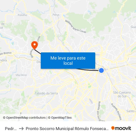 Pedro II to Pronto Socorro Municipal Rômulo Fonseca Guimarães map