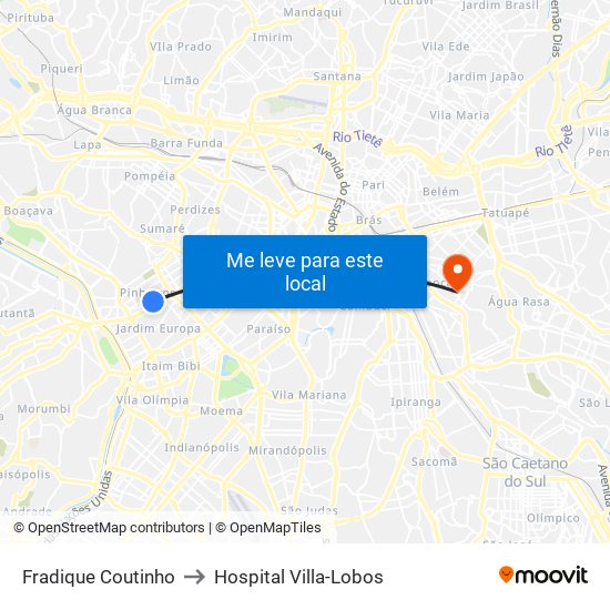 Fradique Coutinho to Hospital Villa-Lobos map