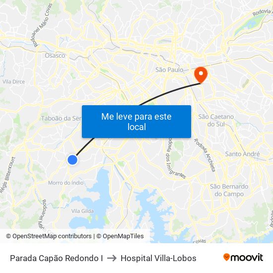 Parada Capão Redondo I to Hospital Villa-Lobos map