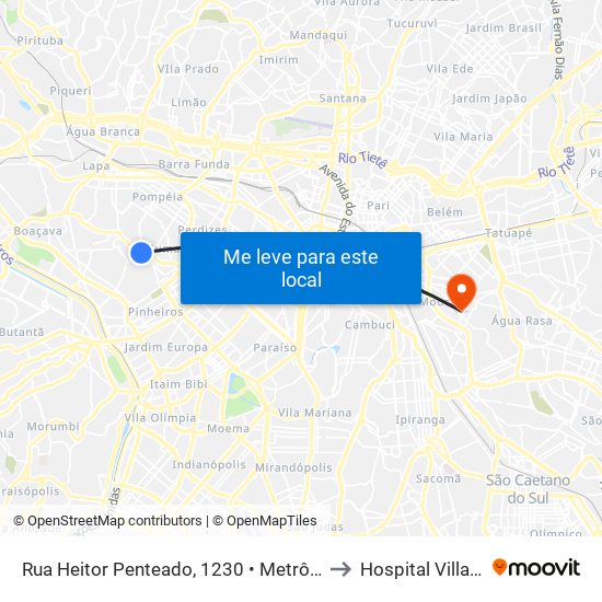 Rua Heitor Penteado, 1230 • Metrô Vila Madalena to Hospital Villa-Lobos map