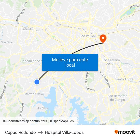 Capão Redondo to Hospital Villa-Lobos map