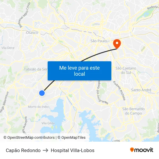 Capão Redondo to Hospital Villa-Lobos map