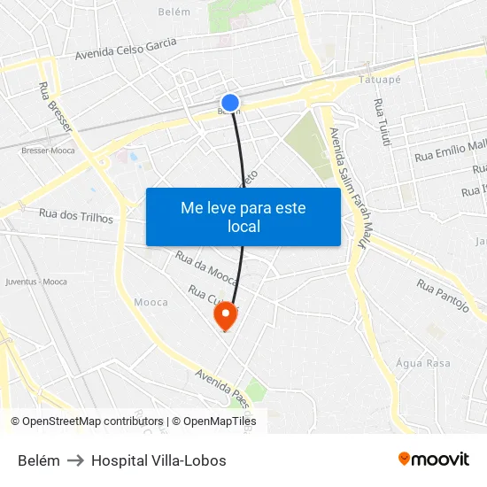 Belém to Hospital Villa-Lobos map