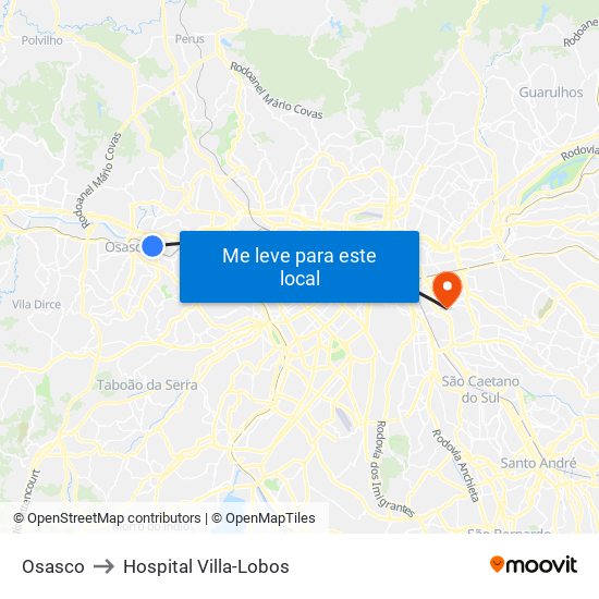 Osasco to Hospital Villa-Lobos map