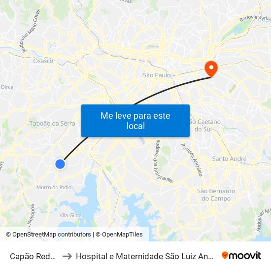 Capão Redondo to Hospital e Maternidade São Luiz Anália Franco map