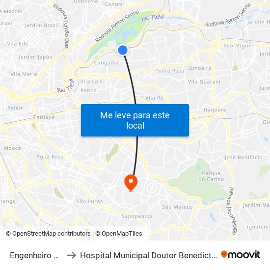 Engenheiro Goulart to Hospital Municipal Doutor Benedicto Montenegro map
