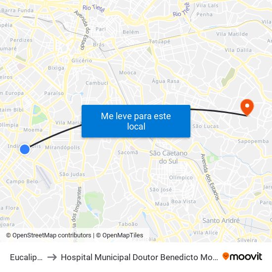 Eucaliptos to Hospital Municipal Doutor Benedicto Montenegro map