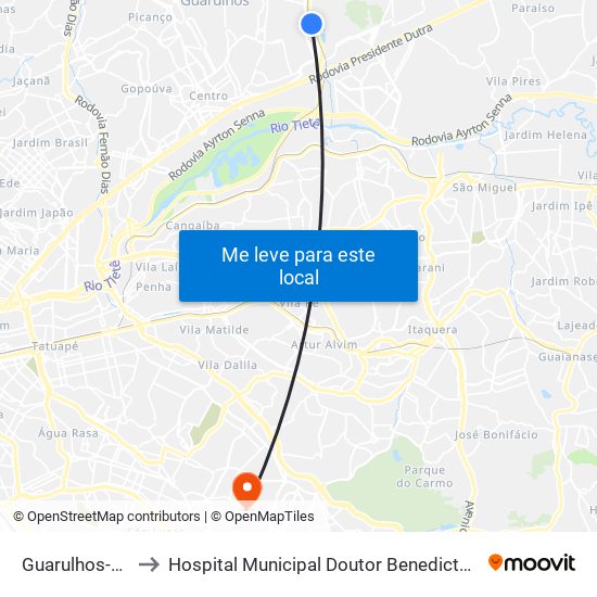 Guarulhos-Cecap to Hospital Municipal Doutor Benedicto Montenegro map