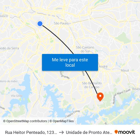 Rua Heitor Penteado, 1230 • Metrô Vila Madalena to Unidade de Pronto Atendimento Montanhão map