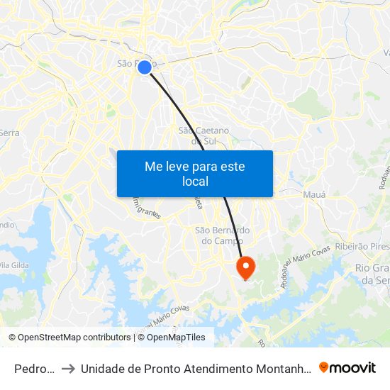 Pedro II to Unidade de Pronto Atendimento Montanhão map