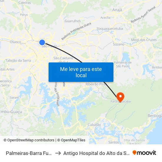Palmeiras-Barra Funda to Antigo Hospital do Alto da Serra map