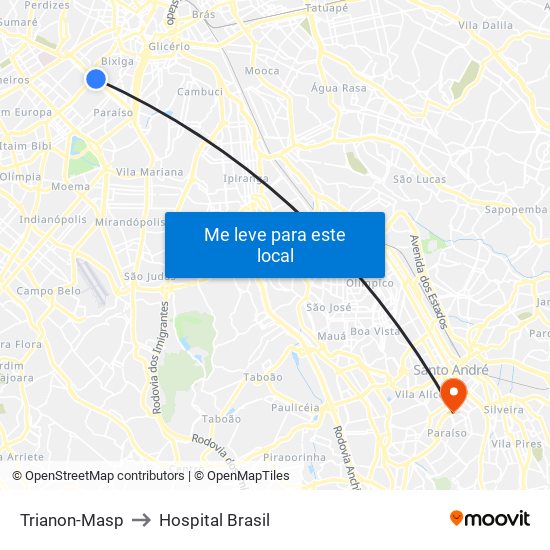 Trianon-Masp to Hospital Brasil map