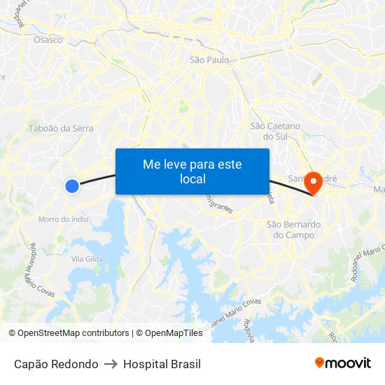 Capão Redondo to Hospital Brasil map