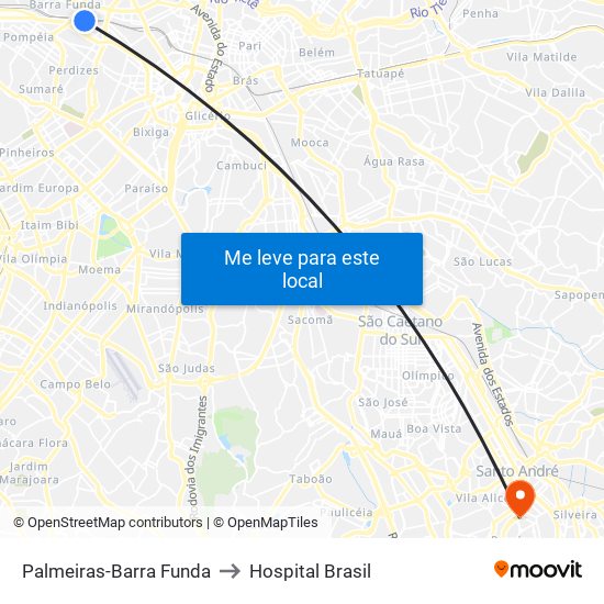 Palmeiras-Barra Funda to Hospital Brasil map