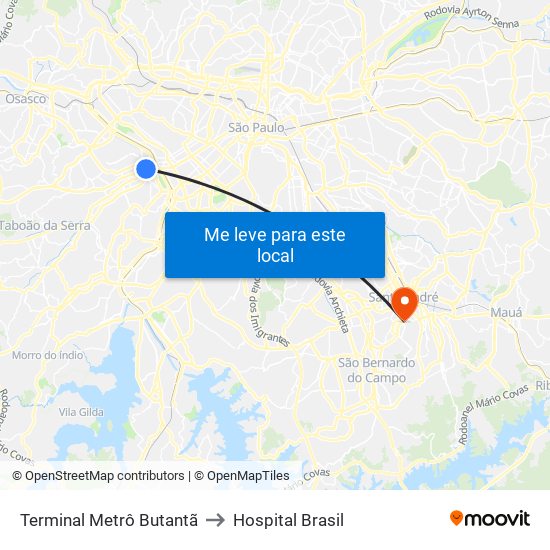 Terminal Metrô Butantã to Hospital Brasil map