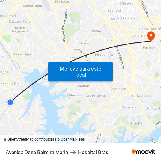 Avenida Dona Belmira Marin to Hospital Brasil map