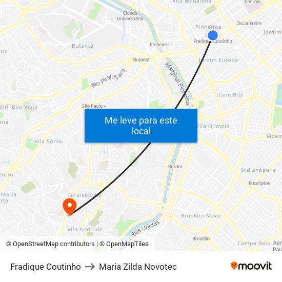 Fradique Coutinho to Maria Zilda Novotec map