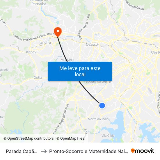 Parada Capão Redondo I to Pronto-Socorro e Maternidade Nair Fonseca Leitão Arantes map