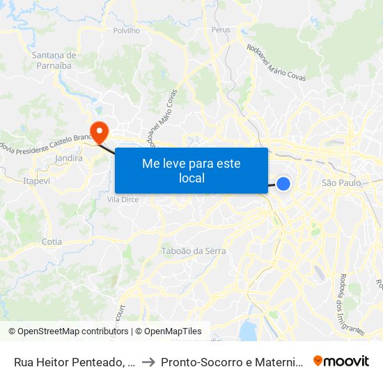 Rua Heitor Penteado, 1230 • Metrô Vila Madalena to Pronto-Socorro e Maternidade Nair Fonseca Leitão Arantes map