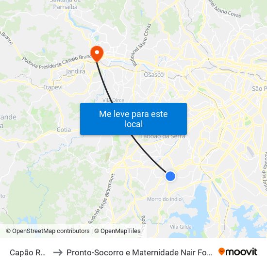 Capão Redondo to Pronto-Socorro e Maternidade Nair Fonseca Leitão Arantes map