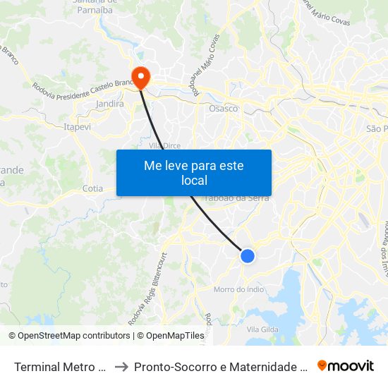 Terminal Metro Capão Redondo to Pronto-Socorro e Maternidade Nair Fonseca Leitão Arantes map