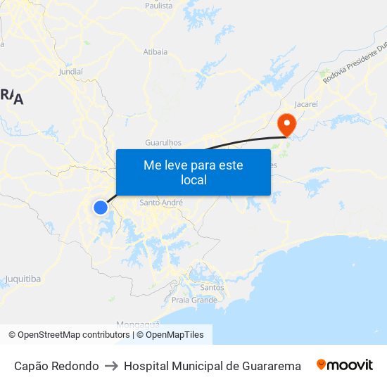 Capão Redondo to Hospital Municipal de Guararema map