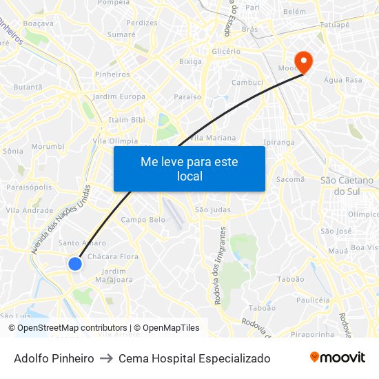 Adolfo Pinheiro to Cema Hospital Especializado map