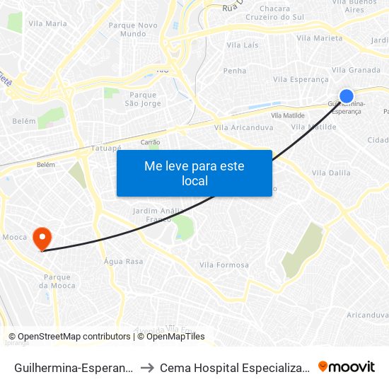 Guilhermina-Esperança to Cema Hospital Especializado map