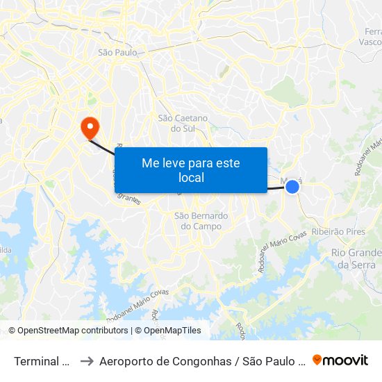Terminal Mauá to Aeroporto de Congonhas / São Paulo - Cgh / Sbsp map