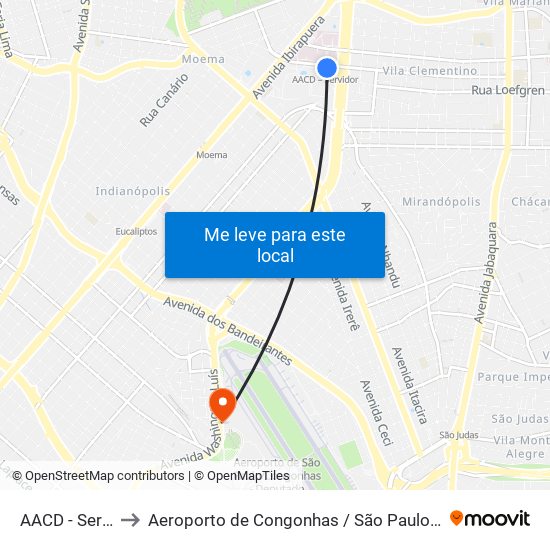 AACD - Servidor to Aeroporto de Congonhas / São Paulo - Cgh / Sbsp map