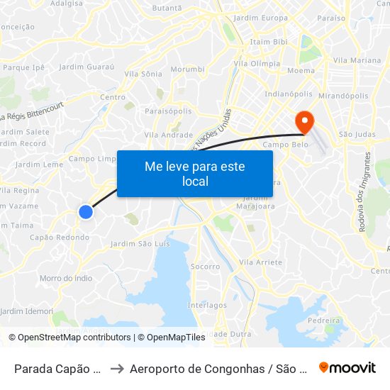 Parada Capão Redondo I to Aeroporto de Congonhas / São Paulo - Cgh / Sbsp map