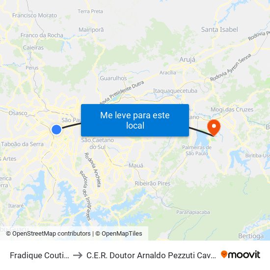 Fradique Coutinho to C.E.R. Doutor Arnaldo Pezzuti Cavalcanti map