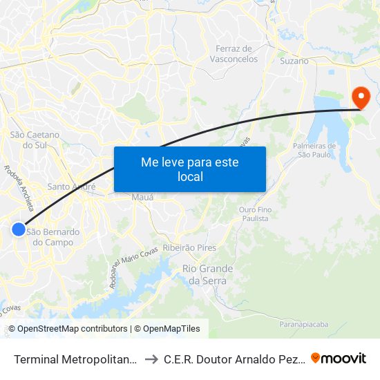 Terminal Metropolitano Piraporinha to C.E.R. Doutor Arnaldo Pezzuti Cavalcanti map