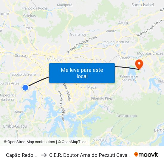 Capão Redondo to C.E.R. Doutor Arnaldo Pezzuti Cavalcanti map