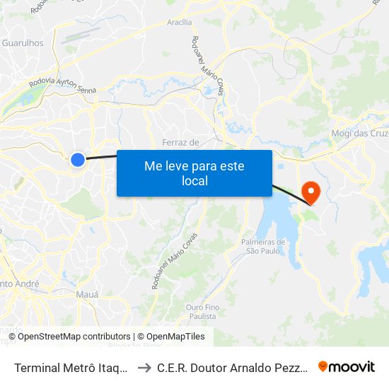 Terminal Metrô Itaquera Norte to C.E.R. Doutor Arnaldo Pezzuti Cavalcanti map