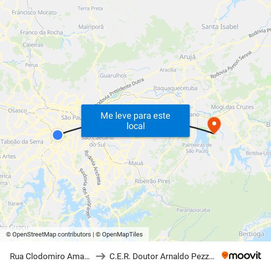 Rua Clodomiro Amazonas 221 to C.E.R. Doutor Arnaldo Pezzuti Cavalcanti map