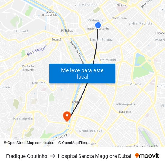 Fradique Coutinho to Hospital Sancta Maggiore Dubai map