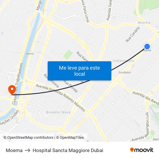 Moema to Hospital Sancta Maggiore Dubai map