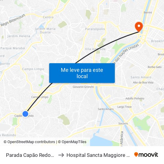 Parada Capão Redondo I to Hospital Sancta Maggiore Dubai map