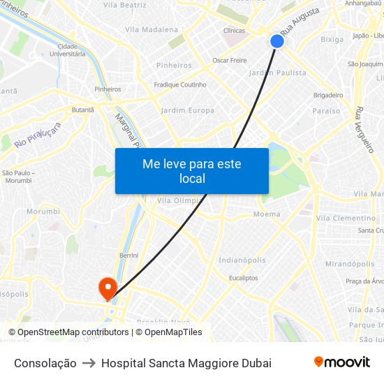 Consolação to Hospital Sancta Maggiore Dubai map